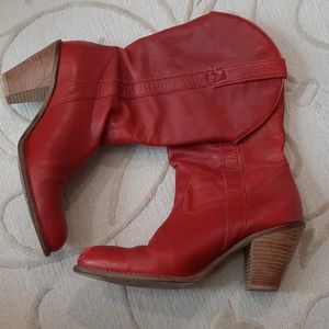 Jessica Simpson red leather boots